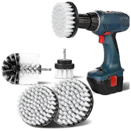 4 kpl porakoneen puhdistusharja, 2/3,5/4/5 tuuman pyörivä puhdistusharja sähköporakoneeseen, pehmeäharjaksinen