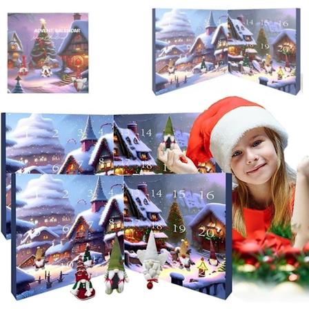 Jultomte-Adventskalender 2024, 24-dagars nedräkning med plyschleksaker, 2 st 2 pcs