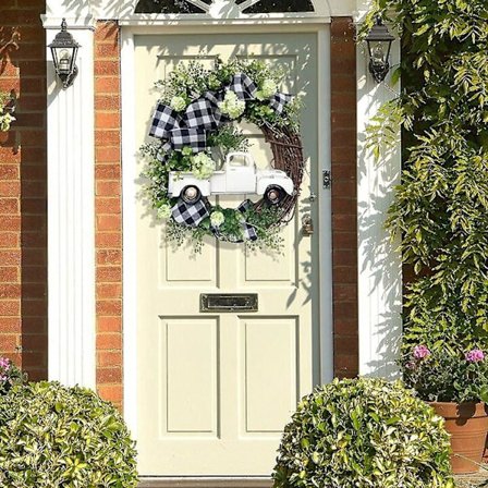 Gårdshus Gresskar Truck Krans, Rustikk Enkel Dekor, Høstkranser Til Hoveddøren Høst Høst