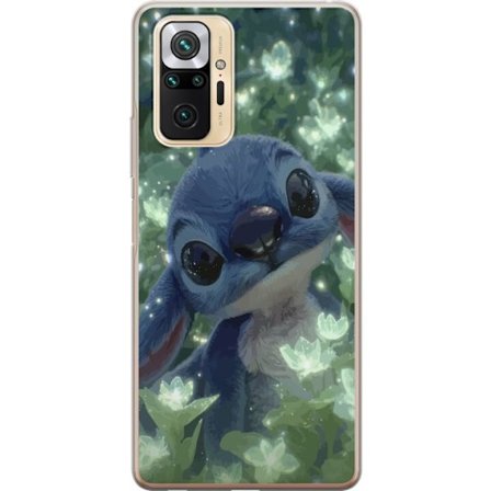 Kompatibel Mobilcover til Xiaomi Redmi Note 10 Pro Stitch med blomst kawaii Disney alien blå