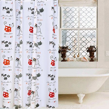 Abstrakti Kissa Suihkuverho Kirjaimilla, Kylpyhuoneen Lisävaruste Deko