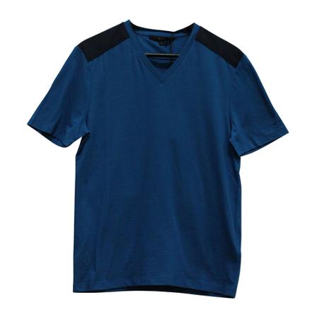 Gucci Vintage Pre-owned Two-tone V-Neck T-shirt in Cotton , Blauw , Heren , Maat: S