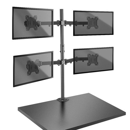 Lindy Quad Display Bracket w/ Pole & Desk Clamp - monteringssett - justerbar arm - for 4 skjermer - svart