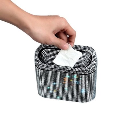 Bil søppelbøtte, Bling bil søppel med lokk, Biltilbehør, Hengende bil søppelbøtte, Kjøretøy plast søppelbøtte, Bil arrangør, Mini kontor søppelbøtte