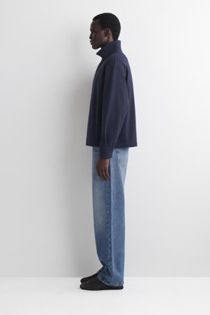 COS Men's Sudadera De Cuello Alto Con Media Cremallera in Azul