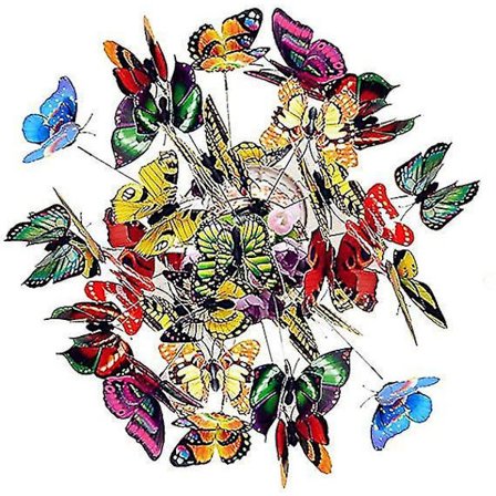 50 kpl Puutarhan Perhoset Tikut Värikkäät Ulkokoristeet