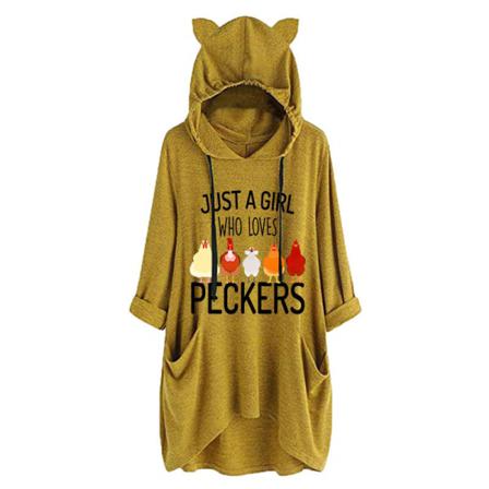 Kvinnor Hög Låg Fåll Med Fickor Tröjor Print Sweatshirts