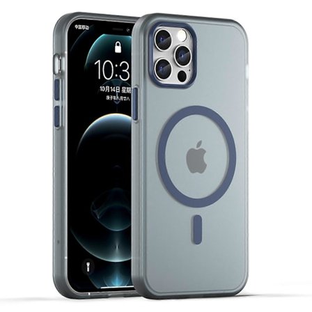 Magnetisk deksel til iPhone 12 Pro Max 6,7 tommer, gjennomsiktig matt TPU + PC-telefondeksel, kompatibelt med
