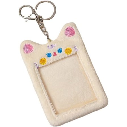 Söt Kpop fotokortshållare i plysch med nyckelring tecknad katt hund foto fodral ID bank kreditkortshållare skydd