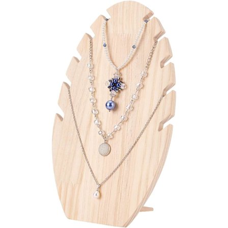 1 trähalsbandshållare, smyckestativ med 5 fack, guld