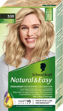 Schwarzkopf Natural & Easy Hårfarve 530 Champagne lysblond, Hår, Hårfarve, Permanent Hårfarve