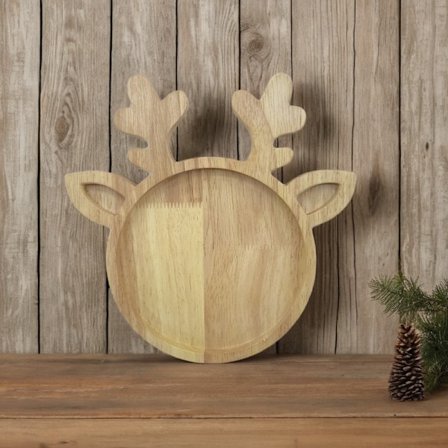 Tegnefilms Julehat Træbakke Fest Opbevaringsplade Træ Madserveringsbakke Sushi Plade