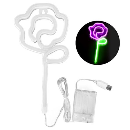 Neon Rose Blomsterlampor för Alla Hjärtans Dag Frieri Bröllop Heminredning Rosa Grön