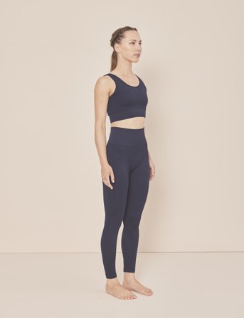 Moonchild Yoga Wear Soft Rib Seamless Crop Top - Navy - S