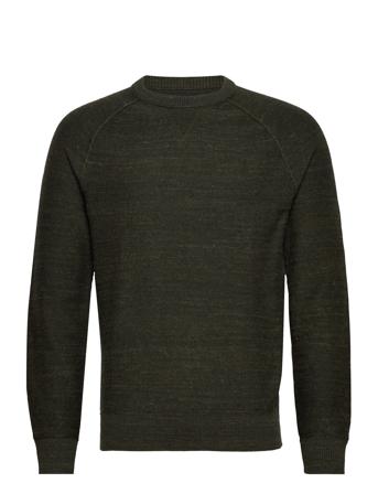 Slub Cotton Raglan Crewneck Sweater Neulepaita Pyöreä Kaula-aukko Khakinvihreät GAP