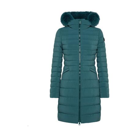 Peuterey Slim Down Jacket With Fur , Groen , Dames , Maat: 2XL