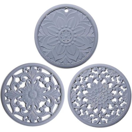 3 stk. Varmebestandig Matte, Multifunktionel Silikon Underlag Blomster Rundt Skridsikker Holder Pude Til Køkken Hots Gryder Og Pander