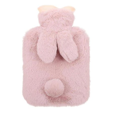 Varmtvannsflaske med mykt trekk, magevarmer, plysjkaninform, 500 ml for voksne, kontor, skole, 1 stk