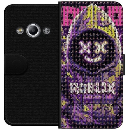 Kompatibelt Lommeboketui til Samsung Galaxy Xcover 3 Roblox hettegenser designet med hundrevis av små Roblox-figurer, kreativ mosaikkdesign i lilla o