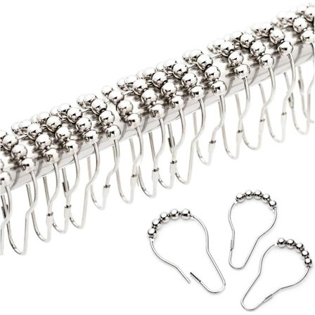 Bruseforhængsringe med kroge med letløbende ruller, krom