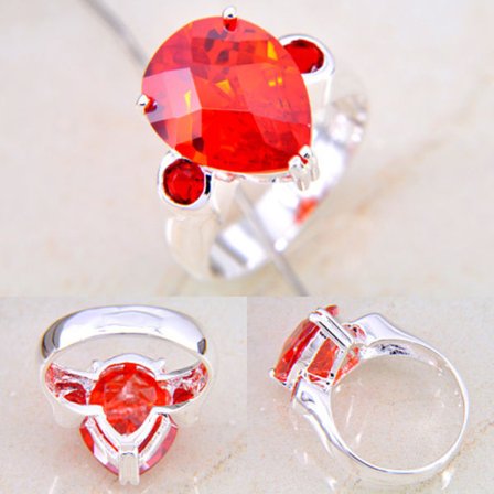 Silver RING röd kvarts ÄDELSTEN