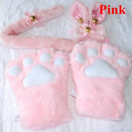 Cosplay Kostume Paw Claw Handsker Katteører PINK
