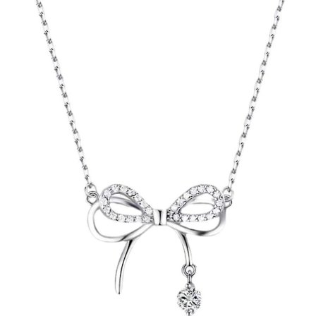 (Ett halsband i vitguld) S925 Sterling Silver Dubbel Rosett Halsband Mångsidig Senior Nyckelbenskedja (xl0005 Rosett Halsband