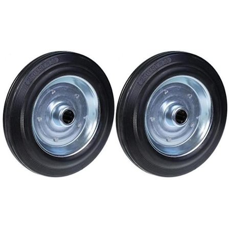 Svart gummihjul 250mm - Set om 2 - Lastkapacitet 210 kg