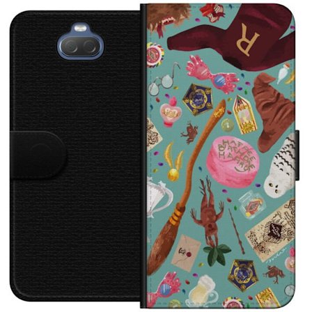 Kompatibel Tegnebogsetui til Sony Sony Xperia 10 Magisk illustration med troldstav, hat og fantasifulde genstande i legende eventyrstil