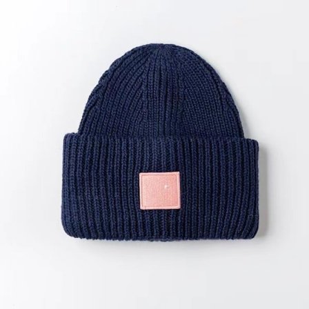 AC Smiley Ullmössa för Par - Fyrkantigt Rullad, Högkvalitativ Vintermössa Marinblå Rosa Etiketter marinrosa etiketter