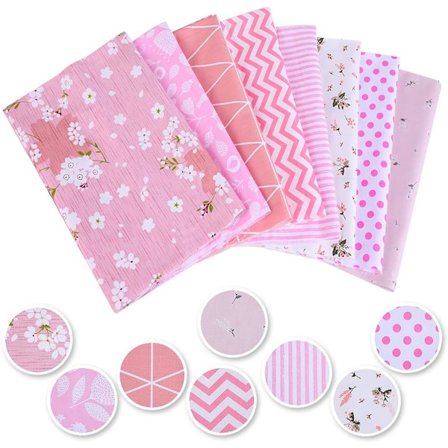 Bomullstyg, sytyg, lapptäckspaket, tygrester, DIY, 8 delar, 50 x 50 cm