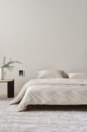 Jotex - Satin Dynetrekksett i Sateng Dobbeltseng Økologisk Beige - ZACK - Kjøp Dobbeltseng hos Jotex