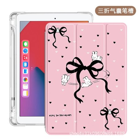 Fodral för iPad Air 6/Air 7 11" Tri fold Pen Slot: Bow Bunny Pink 10th Bow