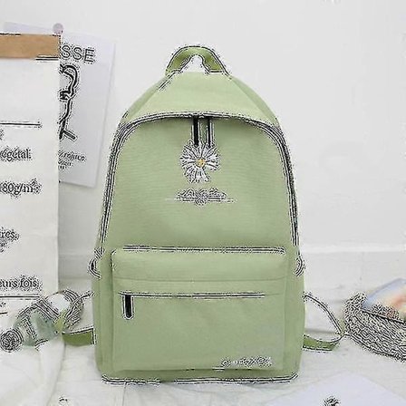 Ny Solid Ryggsäck Skolväskor för Tjejer Tonåringar Skolväska Nylon Daisy Tryck Svart Väska