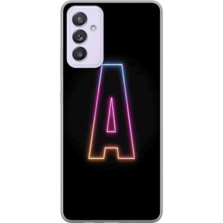 Yhteensopiva Puhelinkuori Samsung Samsung Galaxy A82 5G Minimalistinen neonkirjain A sateenkaarenvärisessä valossa mustaa taustaa vasten modernissa