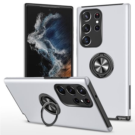 Samsung Galaxy S24 Ultra Hybrid skal med Finger Ring - Silver