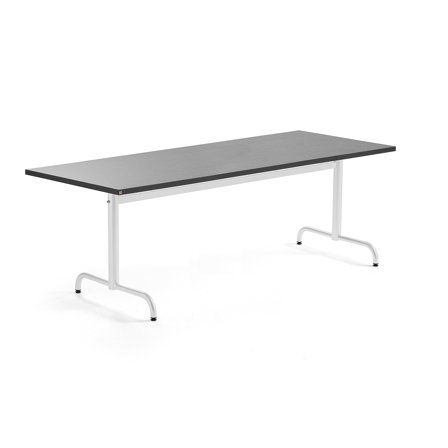 Tisch PLURAL, 1800x800x720 mm, Linoleum-Platte, dunkelgrau, weiß