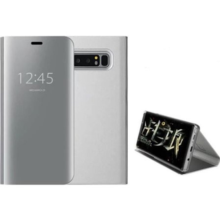 Juce -etui til Samsung Galaxy Note 8 Smart-etui Clear View Flip Cover Stødsikkert spejl-etui - sølv