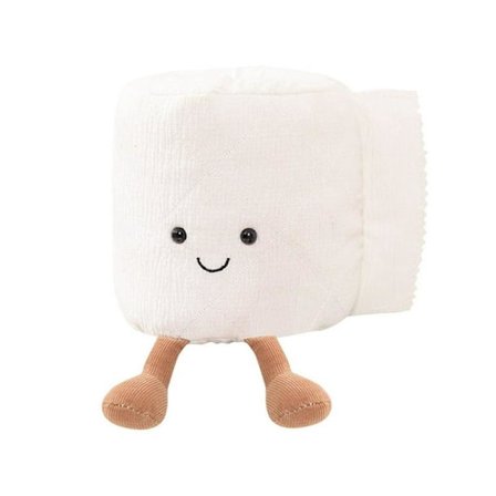 Jellycat Amuseables Toalettpapirrull Kosedyr, Liten 12,7 cm | Kreativ Toalettpapirplysjdukke | Morsom Gaveidé
