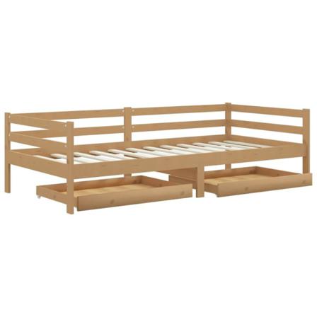 Vidaxl Dagbädd Med Lådor 90x200 Cm Honungsbrun Massiv Furu Brun