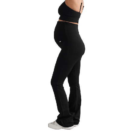 aim'n Black Ribbed Seamless Flare Maternity Tights Underdelar Dam Svart S