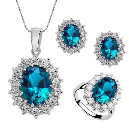 Halsband Örhängen Set Kvinnor Koppar Zirkon Smycken Present För