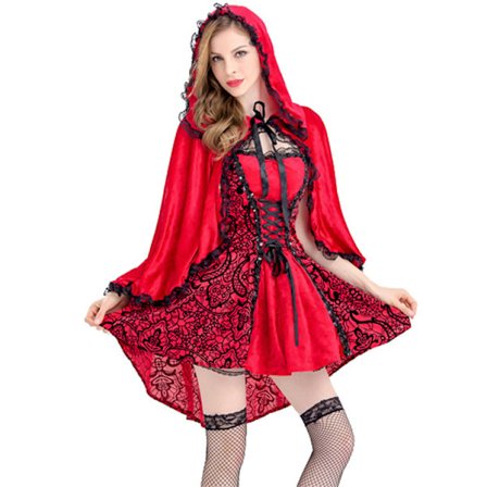 Rødhætte Kappe og Kjole til Voksne - Plus Size Kostume til Forestillinger Halloween & Jul M-max