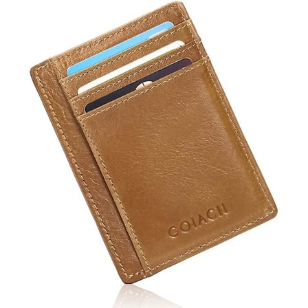 Minimalistiska plånböcker för män och kvinnor Äkta läder RFID-blockerande smal korthållare för framficka