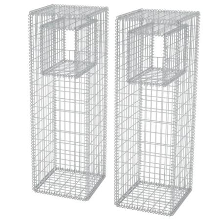 Vidaxl Gabionkorg Med Planteringsmöjlighet 2 St Stål 50x50x160 C Silver
