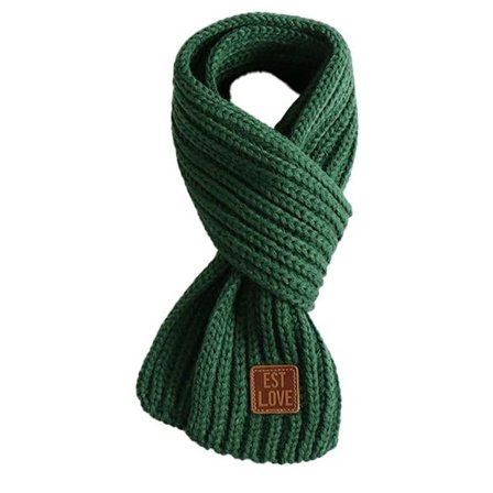 Børnehalstørklæde til småbørn, drenge og piger, strikket, varmt, vinter, grønt