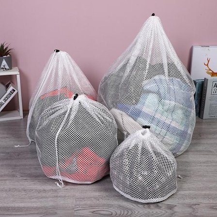 4 stk klesvasknett, klesposer med snøring gjenbrukbar mesh vaskeri