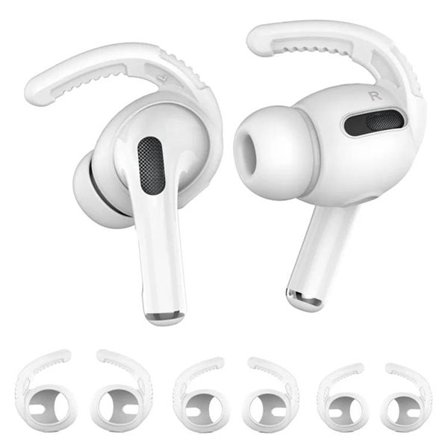 Ørekroge i silikone til AirPods Pro S+M+L - Hvid