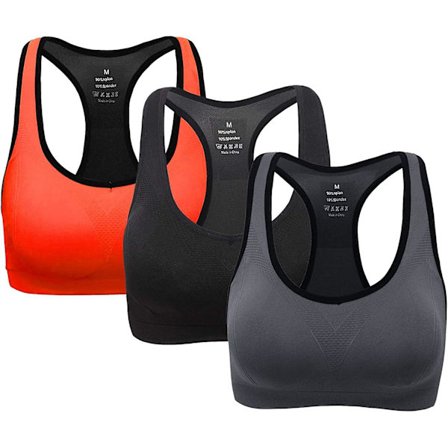 3 st sport-bh för kvinnor. Yoga-bh med vaddering, medelstöd för träning och fitness