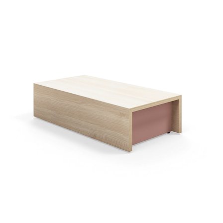 Niveaudelt siddemodul TOGETHER, 800x400x200 mm, ask, mørk rosa